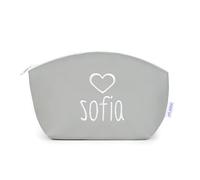 Mi Pipo - Neceser Infantil Personalizado - Gris | Neceser Impermeable Aseo de Polipiel, con Nombre | Ideal para Viajes, Uso Diario, Colegio | Seguro, Cómodo, Fácil de Limpiar