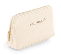 Mi Pipo - Neceser Personalizado Mujer Beige - Colección Woman | Neceser Viaje Talla L, Cuero Vegano Saffiano, Interior Suave | Personalización con Nombre | Elegante para Maquillaje, Viaje y Bolso