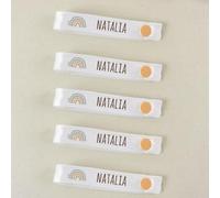 Mi Pipo - Pack 5 Cintas Personalizadas para Colgar Ropa Niños - Arcoiris Soft | Cinta Colgar Ropa Niños con Clip, Nombre Personalizado, Resistentes y Reutilizables | Ideal para Guardería o Cole