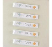 Mi Pipo - Pack 5 Cintas Personalizadas para Colgar Ropa Niños - Globo | Cinta Colgar Ropa Niños con Clip, Nombre Personalizado, Resistentes y Reutilizables | Ideal para Guardería o Cole