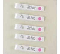 Mi Pipo - Pack 5 Cintas Personalizadas para Colgar Ropa Niños - Unicornio | Cinta Colgar Ropa Niños con Clip, Nombre Personalizado, Resistentes y Reutilizables | Ideal para Guardería o Cole