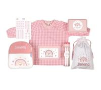 Mi Pipo - Pack Guarderia Personalizado - Arcoiris Blush | Pack Vuelta al Cole Primaria con Todo lo Necesario | Personalizado con Nombre, Cómodo, 2-3 Años, Fácil Lavar | Ideal para Guardería, Colegio