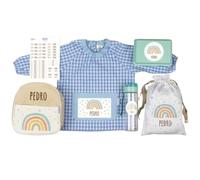 Mi Pipo - Pack Guarderia Personalizado - Arcoiris Soft Azul | Pack Vuelta al Cole Primaria con Todo lo Necesario | Personalizado con Nombre, Cómodo, 2-3 Años, Fácil de Lavar | Ideal Guardería, Colegio