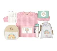 Mi Pipo - Pack Guarderia Personalizado - Arcoiris Soft Rosa | Pack Vuelta al Cole Primaria con Todo lo Necesario | Personalizado con Nombre, Cómodo, 1-2 Años, Fácil de Lavar | Ideal Guardería, Colegio