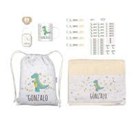 Mi Pipo - Pack Mi Cole Personalizado - Dinosaurio | Set para Colegio con Todo lo Necesario, Primaria, Infantil | Personalizado con Nombre, Cómodo, Fácil de Lavar | Ideal para Colegio, Guarderia