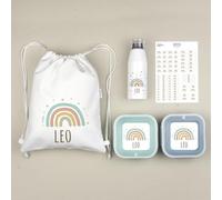 Mi Pipo - Pack Vuelta al Cole Personalizado - Mi Equipo Arcoiris Soft | Pack Guarderia, Colegio con Todo lo Necesario, Primaria, Infantil | Personalizado con Nombre, Cómodo, Fácil de Lavar