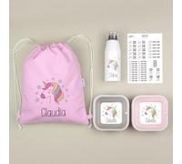 Mi Pipo - Pack Vuelta al Cole Personalizado - Mi Equipo Unicornio | Pack Guarderia, Colegio con Todo lo Necesario, Primaria, Infantil | Personalizado con Nombre, Cómodo, Fácil de Lavar