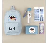 Mi Pipo - Pack Vuelta al Cole Personalizado - Pirata | Set para Colegio con Todo lo Necesario, Primaria, Infantil | Personalizado con Nombre, Cómodo, Fácil de Lavar | Ideal para Colegio, Guarderia