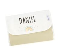 Mi Pipo - Porta Pañales y Toallitas Personalizado Bebé - Arcoiris | Organizador Cambiador de Polipiel con Nombre Bordado | Compartimentos para Crema, Cepillo, Colonia y Pañales | Hecho en España