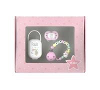 Mi Pipo - Set Chupete Bebe Personalizados + Chupetero Personalizado + Portachupetes Cajita Top | Pack Regalos Para Bebes Recien Nacidos, +6 Meses, Libre de BPA, Suave, Cómodo, Seguro | Unicornio Rosa