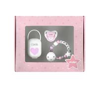 Mi Pipo - Set Chupete Bebe Personalizados + Chupetero Personalizado + Portachupetes Cajita Top | Pack Regalos Para Bebes Recien Nacidos, +6 Meses, Libre de BPA, Suave, Cómodo, Seguro | Baby Rosa
