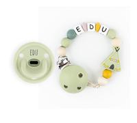 Mi Pipo - Set Chupete Personalizado Gummy + Chupetero Personalizado con Nombre | Chupete Tetina Anatómica, Libre de BPA | 0-36 Meses, Cómodo, Suave y Seguro | Limpieza Fácil y Rápida | Tipi verde