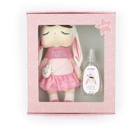Mi Pipo - Set Regalo Bebé Muñeca Metoo + Colonia Personalizada - Ángel Bunny | Caja con Muñeca Suave y Agua de Colonia 150 ml | Bordado con Nombre | Ideal para Recién Nacido, Baby Shower o Canastilla