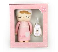 Mi Pipo - Set Regalo Bebé Muñeca Metoo + Colonia Personalizada - Rosa | Caja con Muñeca Suave y Agua de Colonia 150 ml | Bordado con Nombre | Ideal para Recién Nacido, Baby Shower o Canastilla
