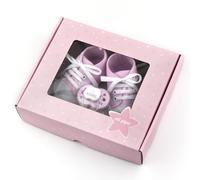 Mi Pipo - Set Regalo Bebé Rosa | Zapatillas Personalizadas Bebe + Chupete Personalizado con Capuchón y Tetina 0-6 Meses, Libre BPA | Calzado Respetuoso Bebe | Nombre en Vinilo, Suela Antideslizante