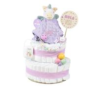 Mi Pipo - Tarta de Pañales Personalizada con Dou Dou - Unicornio | con 44 Pañales Talla 2 | Regalo Bebé Recién Nacido con Accesorios para el Bebé | Baby Shower Unisex