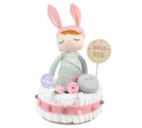 Mi Pipo - Tarta de Pañales Personalizada con Muñeco - Metoo Angela Gris | 28 Pañales de Talla 2 | Regalo Bebé Recién Nacido con Accesorios para Bebé | Baby Shower Unisex