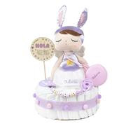 Mi Pipo - Tarta de Pañales Personalizada con Muñeco - Metoo Angela Lila | 28 Pañales de Talla 2 | Regalo Bebé Recién Nacido con Accesorios para Bebé | Baby Shower Unisex