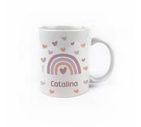 Mi Pipo - Taza Personalizada Nombre Niños - Arcoiris Blush | Taza de Plástico 350 ml | Libre de BPA, Ligera, Resistente | Apta para Microondas y Lavavajillas | Ideal como Regalo Personalizado