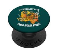 Mi Plan de jubilación Construir estanques más Grandes Funny Koi Keeper PopSockets PopGrip Adhesivo