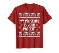 Mi presencia es tu presente sarcástico suéter feo de Navidad Camiseta