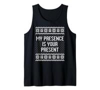 Mi presencia es tu presente sarcástico suéter feo de Navidad Camiseta sin Mangas