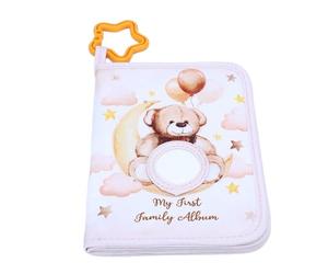 Mi Primer álbum Familiar Libro de Fotos Suave de Tela para niños recién Nacidos con Capacidad para 17 Fotos Álbum Familiar de Oso Pardo Libro de imágenes para Cochecito de Cuna