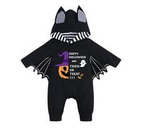 Mi primer atuendo de Halloween para recién nacidos, niños y niñas, ropa de cosplay de calabaza, ropa de murciélago infantil, sudadera con capucha, mono (negro 1, 0-3 meses)