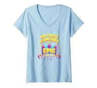 Mi Primer Concierto fue Epic Kids Music Festival Memory Camiseta Cuello V, Mujer, Azul Bebé, L