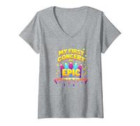 Mi Primer Concierto fue Epic Kids Music Festival Memory Camiseta Cuello V, Mujer, Gris Jaspeado, XXL
