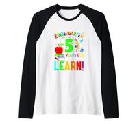 Mi primer día de jardín de infantes Tengo 5 años y listo para aprender Camiseta Manga Raglan
