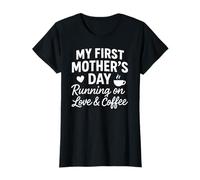 Mi Primer día de la Madre Corriendo en Amor y café - Mama Camiseta