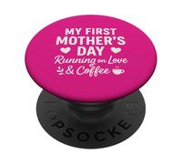 Mi Primer día de la Madre Corriendo en Amor y café - Mama PopSockets PopGrip Adhesivo