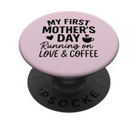 Mi Primer día de la Madre Corriendo en Amor y café - Mama PopSockets PopGrip Adhesivo