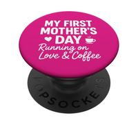 Mi Primer día de la Madre Corriendo en Amor y café - Mama PopSockets PopGrip Adhesivo