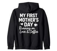 Mi Primer día de la Madre Corriendo en Amor y café - Mama Sudadera con Capucha