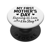 Mi Primer día de la Madre Corriendo en Amor y sin Dormir - Mamá PopSockets PopGrip Adhesivo