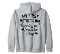 Mi Primer día de la Madre Corriendo en Amor y sin Dormir - Mamá Sudadera con Capucha