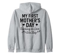 Mi Primer día de la Madre Corriendo en Amor y sin Dormir - Mamá Sudadera con Capucha