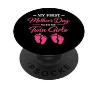 Mi Primer Día de la Madre Gemelas Mamá PopSockets PopGrip Adhesivo