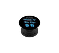 Mi Primer día de la Madre Twin Boys Mamá PopSockets PopGrip Adhesivo