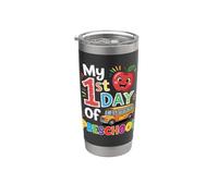 Mi primer día de preescolar divertido autobús escolar Apple Funny Vaso térmico de acero inoxidable de doble pared