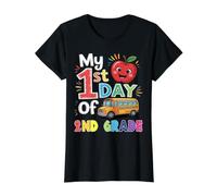 Mi Primer día del autobús Escolar de Segundo Grado de Segundo Grado Apple Camiseta gráfica económica, Mujer, Negro, XL
