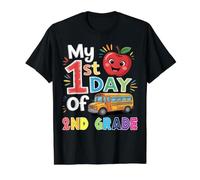 Mi Primer día del autobús Escolar de Segundo Grado de Segundo Grado Apple Camiseta gráfica económica, Hombre, Negro, M
