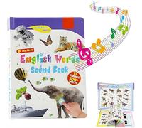 Mi primer juguete de sonido en inglés: más de 300 palabras, 13 temas, divertido juego de palabras, libro educativo interactivo y educativo para niños de 1 a 3 años, libro de sonido del alfabeto