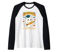 Mi Primer Libro en el jardín de Infantes, Lindo Fantasma de Halloween Camiseta Manga Raglan