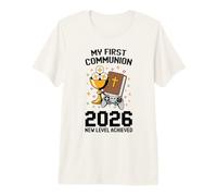 Mi Primera Comunión 2026 Nuevo Nivel Logrado Iglesia de Videojuegos Camiseta Premium