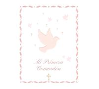 Mi Primera Comunión Niña - Libro de firmas y recuerdos con árbol de huellas y álbum de fotos: Regalo original - Diseño romántico en estilo vintage - Interior en color - Versión premium