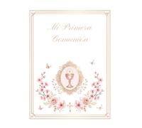Mi Primera Comunión Niña - Libro de firmas y recuerdos con árbol de huellas y álbum de fotos: Regalo original - Diseño romántico en estilo vintage - Versión interior en blanco y negro