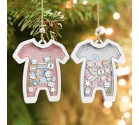 Mi Primera Navidad Bebe Regalo -2024 Adorno Navidad Personalizado Chica Chico,Decoracion Navidad para Recién Nacidos, Bola Navidad Personalizada Nombre,Fecha de Nacimiento, Peso, Talla, Chicos